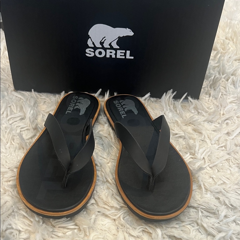 Sorel Ella II Black Flip Flops